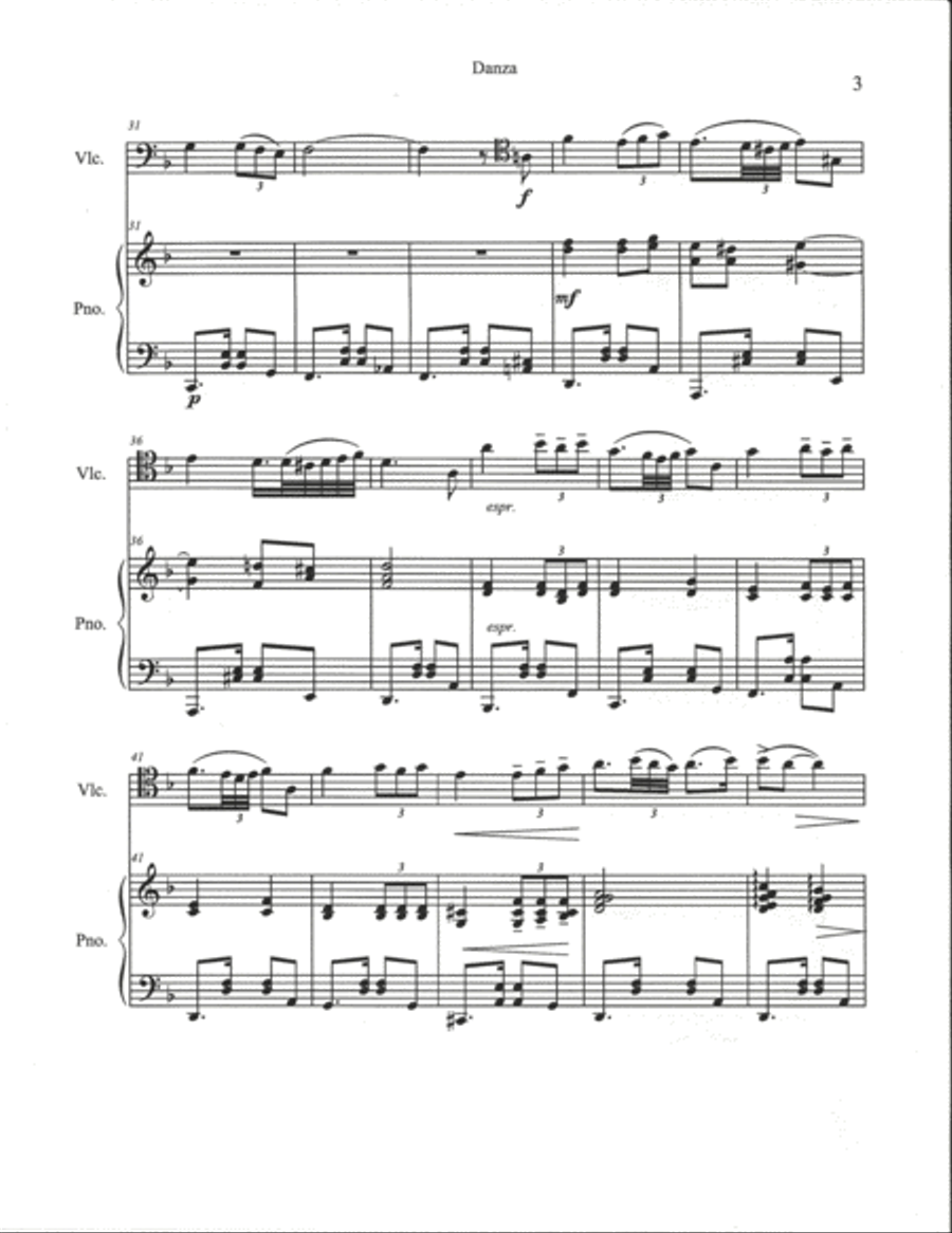 Danza para Cello y Piano String Duet scores gallery preview page 3