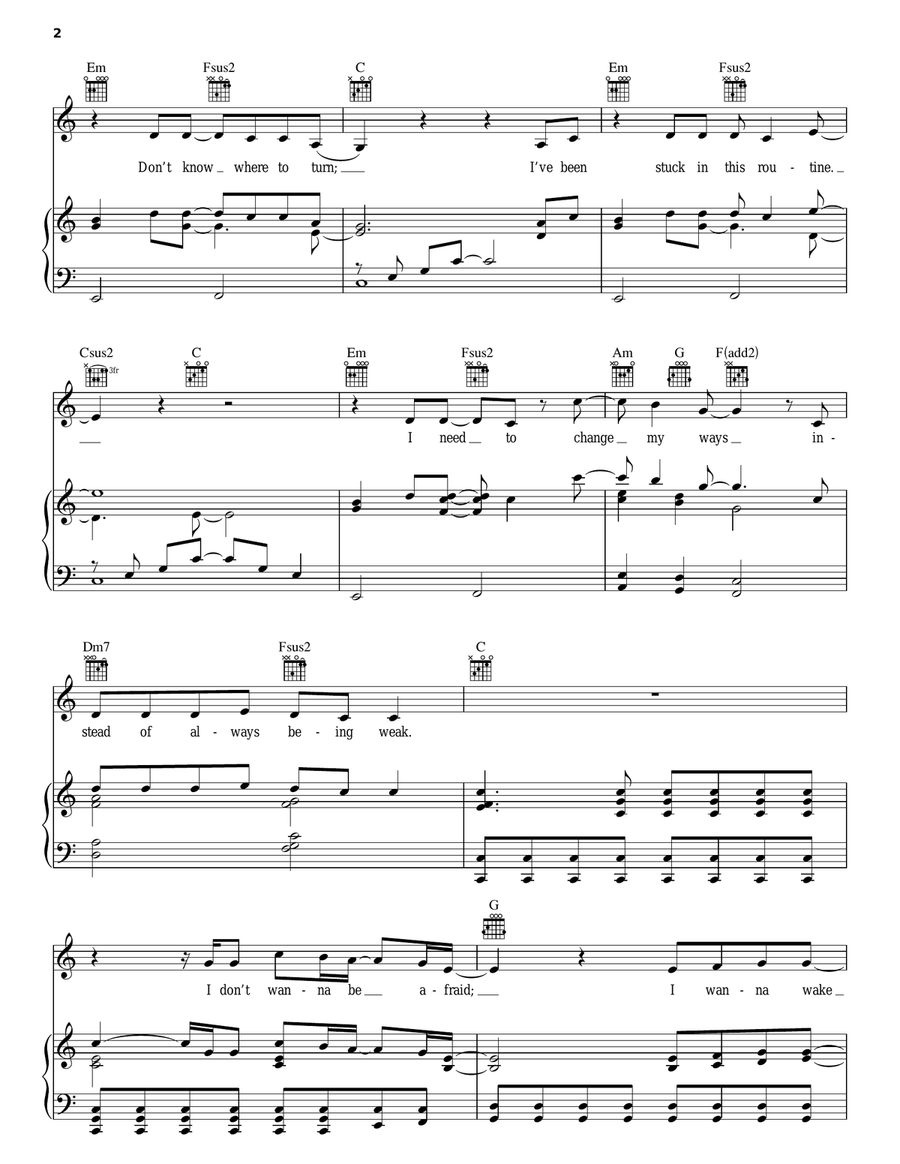Believe In Me Piano, Vocal, Guitar scores gallery preview page 2