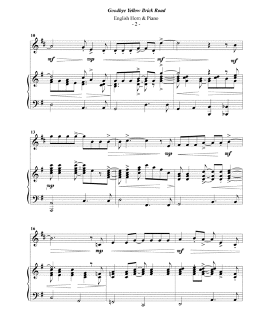 Goodbye Yellow Brick Road English Horn scores gallery preview page 2