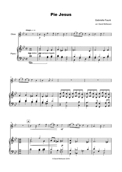 Pie Jesus, from Fauré's Requiem, for Oboe and Piano