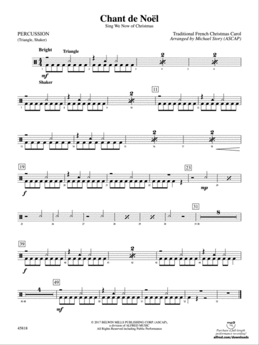 Chant de Noel: 1st Percussion String Orchestra scores gallery preview page 1