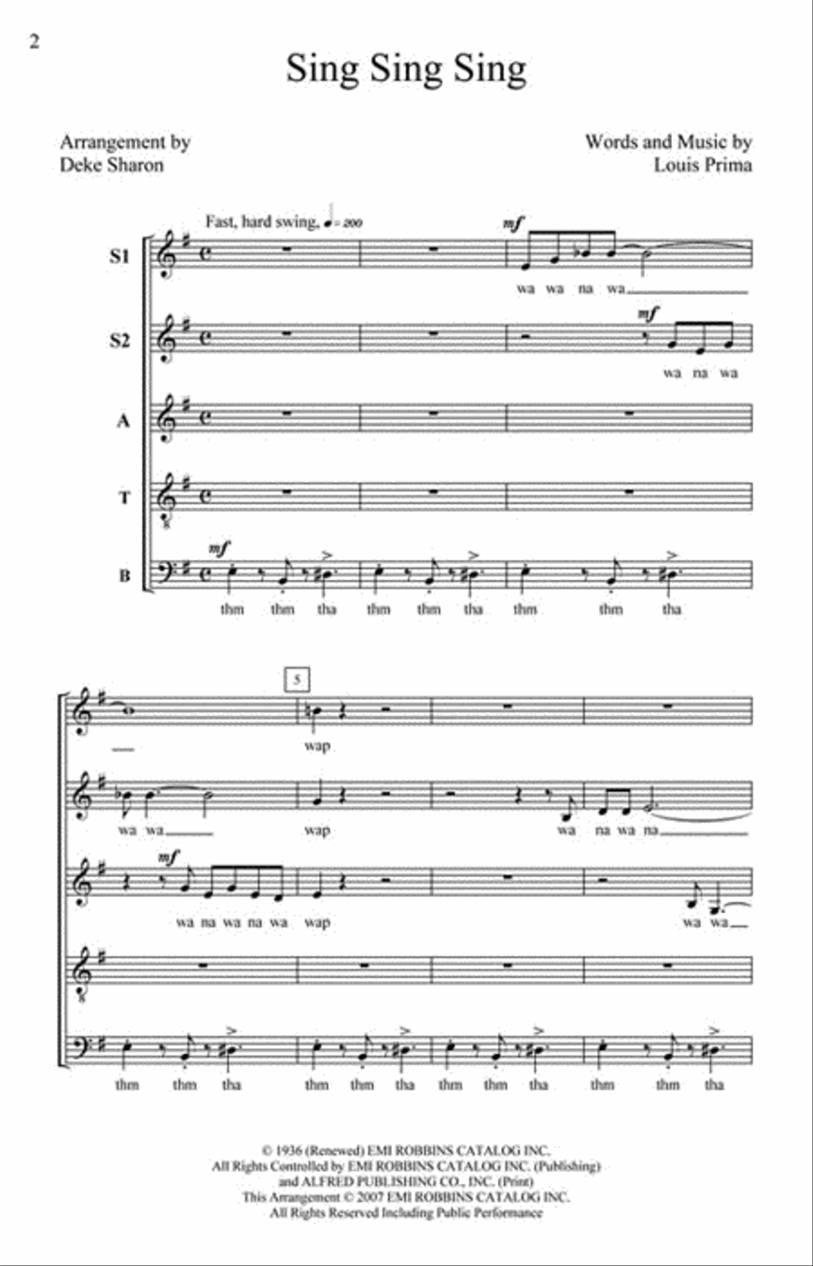 Sing, Sing, Sing Sing, Sing, Sing SSATB scores gallery preview page 2