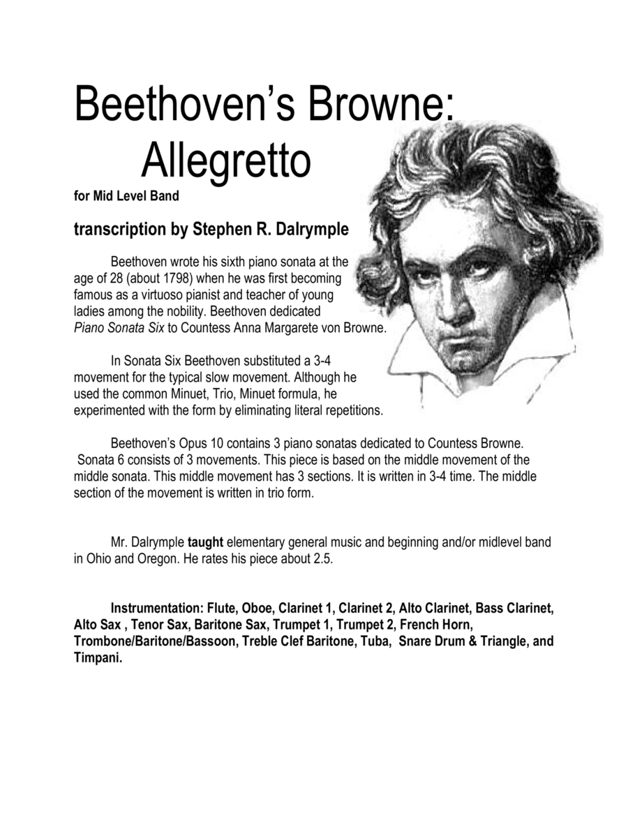 Beethoven’s Browne Concert Band scores gallery preview page 1