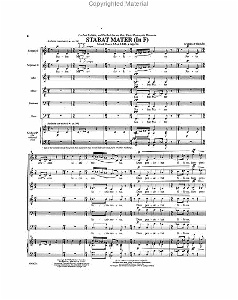 Stabat Mater (in F) Stabat Mater (in F) 4-Part scores gallery preview page 2