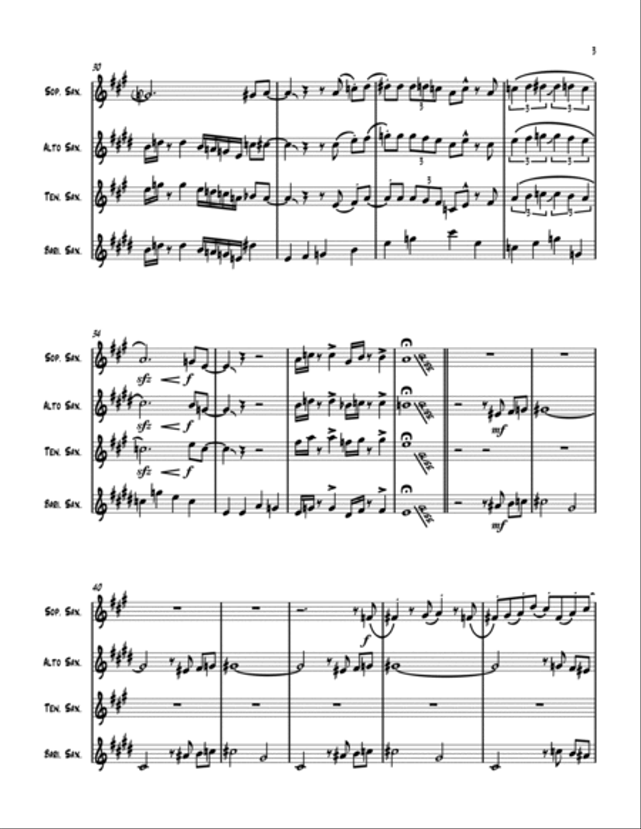 The Pink Panther Saxophone Quartet scores gallery preview page 5