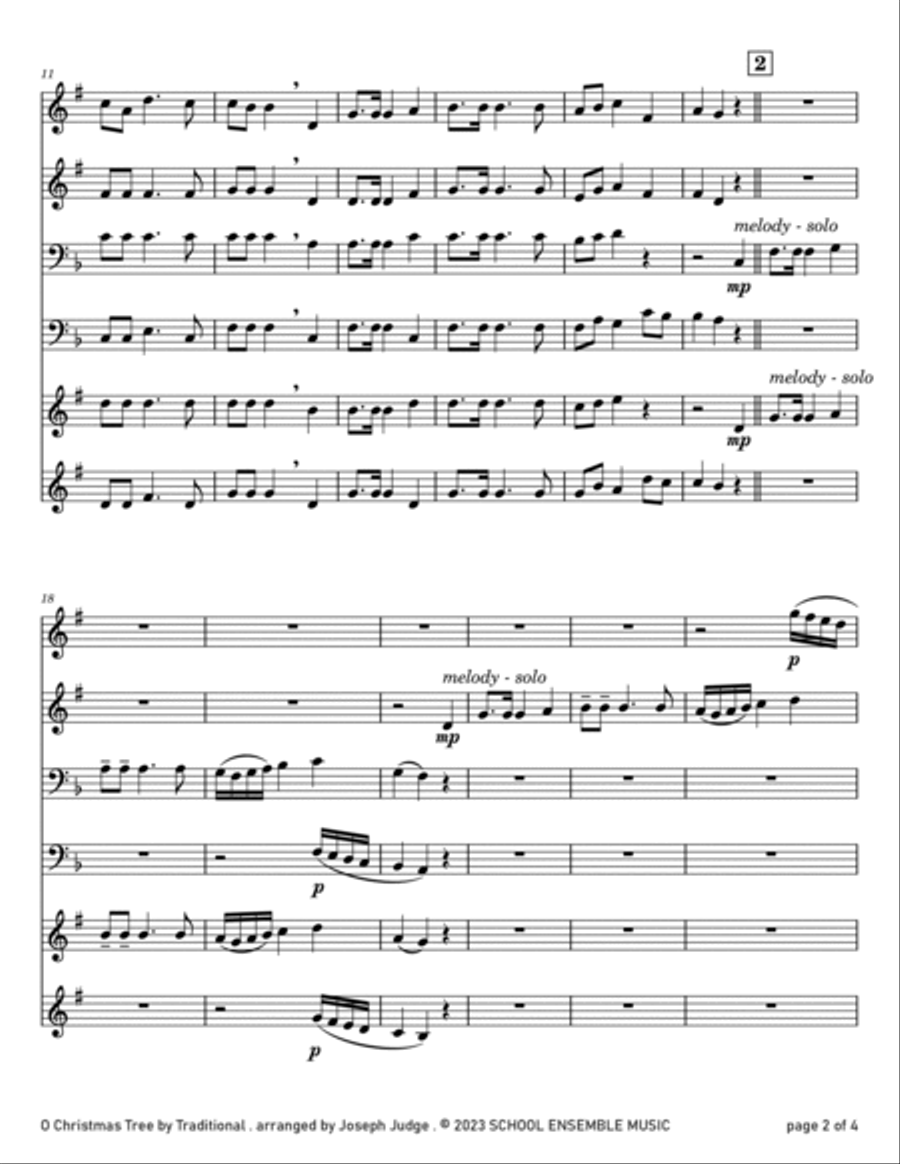O Christmas Tree for Brass Quartet in Schools Brass Quartet scores gallery preview page 2