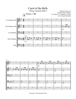 Carol of the Bells (F min) (Brass Quintet - 2 Trp, 2 Trb, 1 Tuba)