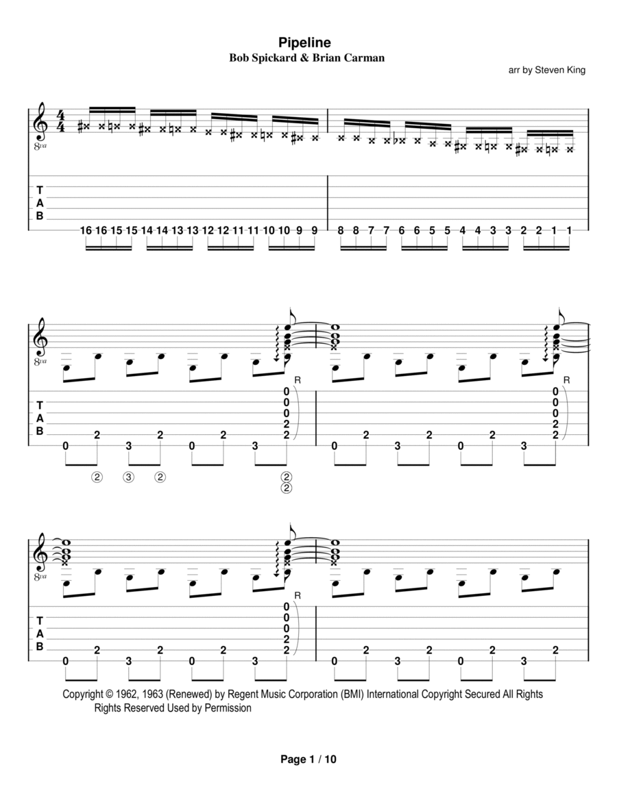 Pipeline Guitar Solo scores gallery preview page 1