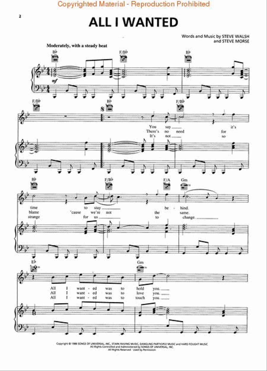 Kansas - Greatest Hits Piano, Vocal, Guitar scores gallery preview page 2