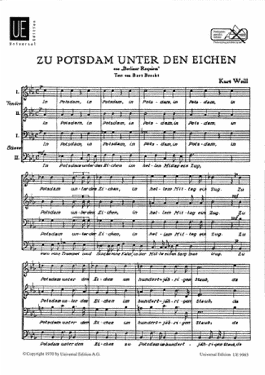 Zu Potsdam unter den Eichen Men's Choir scores gallery preview page 1