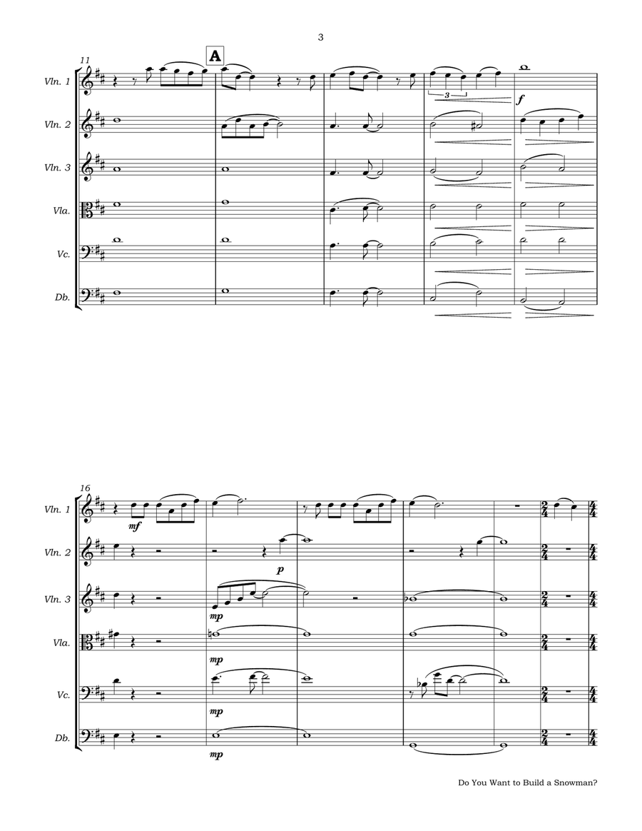 Do You Want To Build A Snowman? String Orchestra scores gallery preview page 6