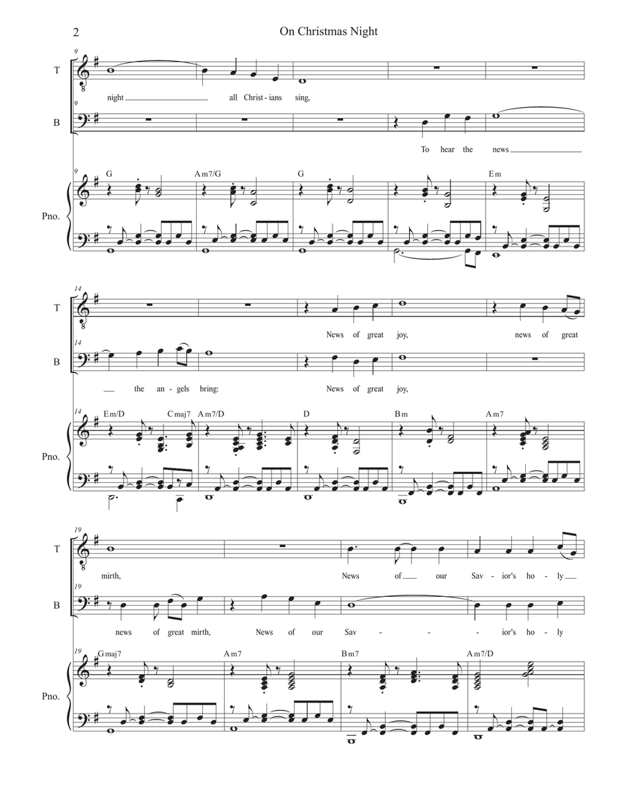 On Christmas Night (2-part choir - (TB) TB scores gallery preview page 2