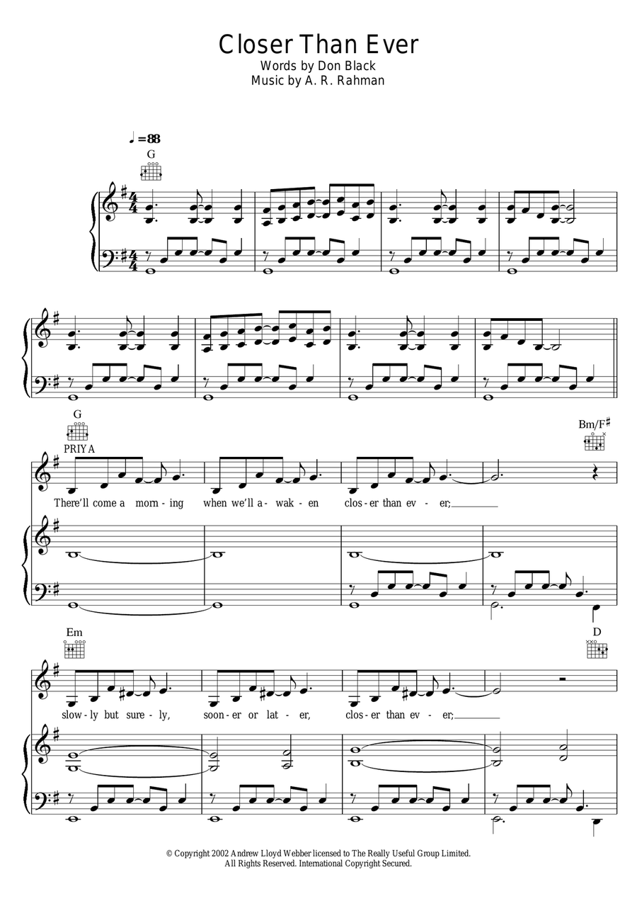 Closer Than Ever Closer Than Ever Piano, Vocal scores gallery preview page 1