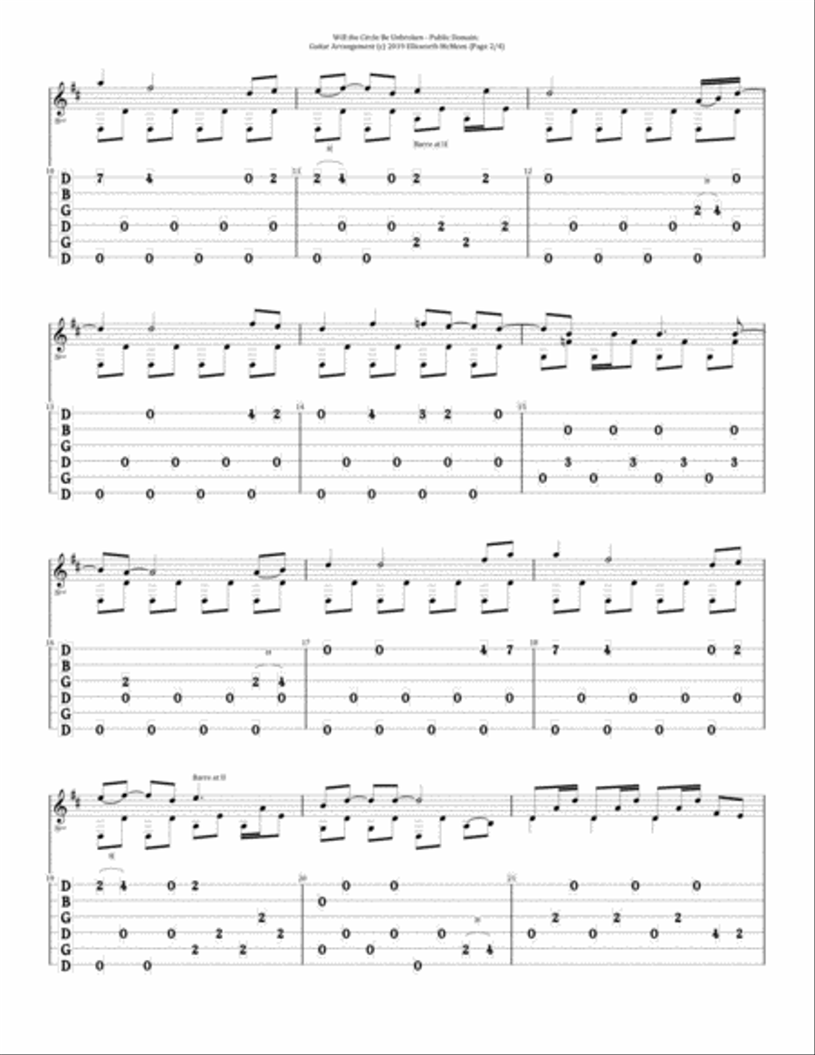 Will the Circle Be Unbroken (For Fingerstyle Guitar Tuned Open G - DGDGBD) Acoustic Guitar scores gallery preview page 2