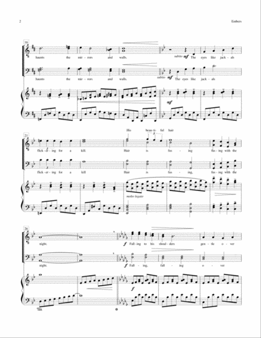 Embers (Piano Reduction) TTBB scores gallery preview page 2