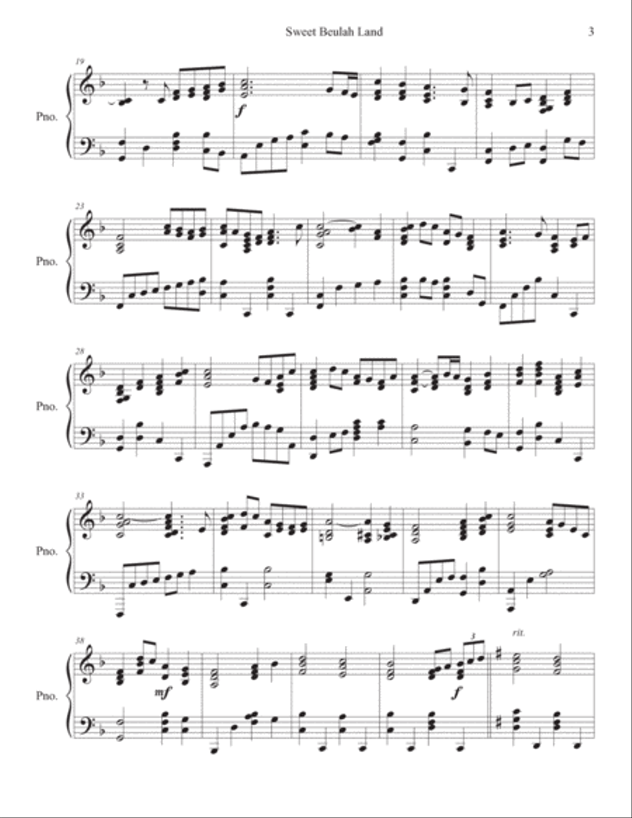 Sweet Beulah Land Piano Solo scores gallery preview page 3