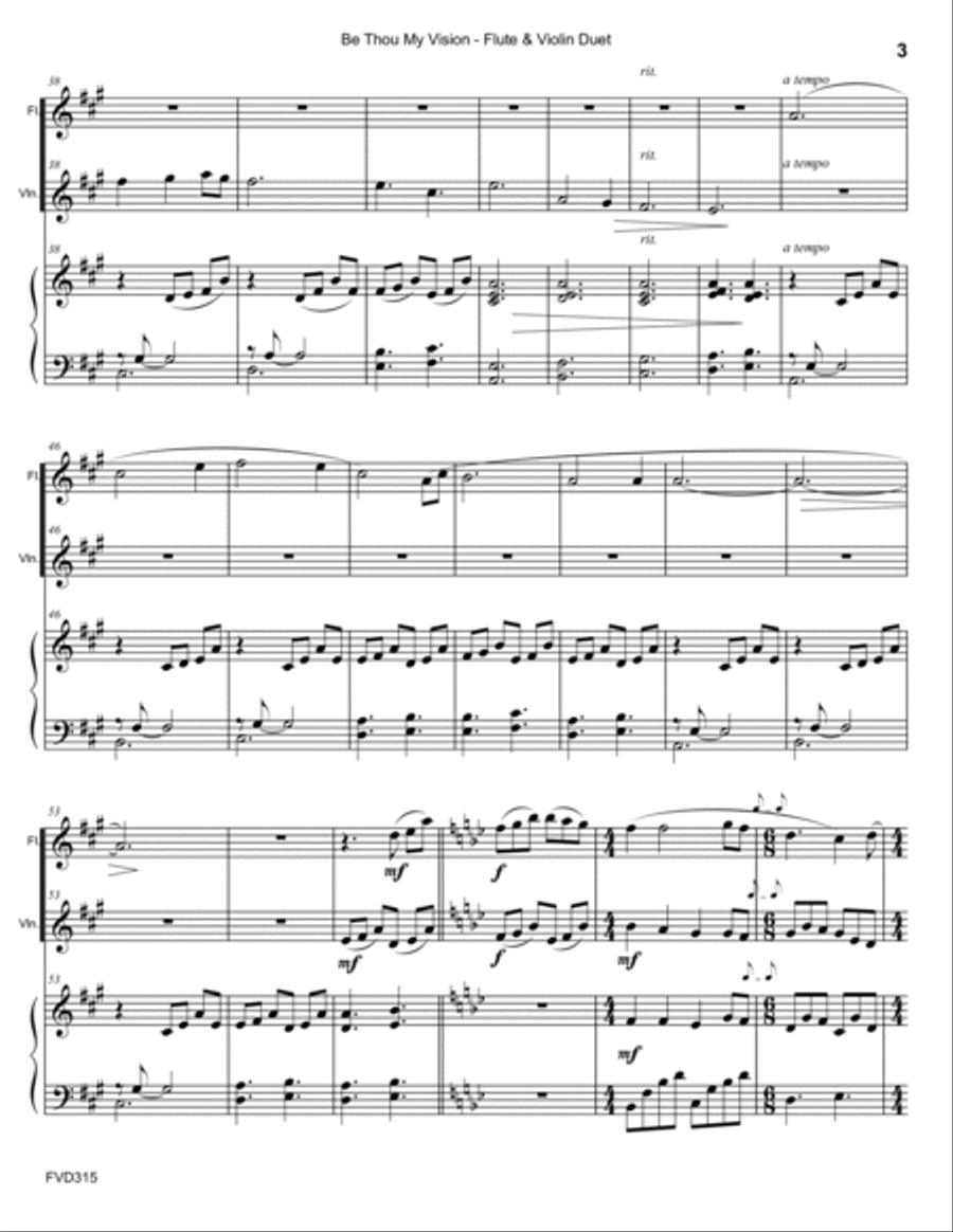 BE THOU MY VISION - FLUTE & VIOLIN with Piano Accompaniment Small Ensemble scores gallery preview page 3