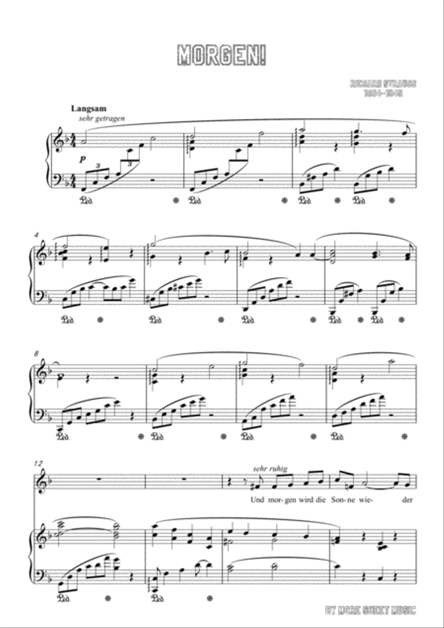 Richard Strauss-Morgen! In F Major,for Voice and Piano Voice Solo scores gallery preview page 3