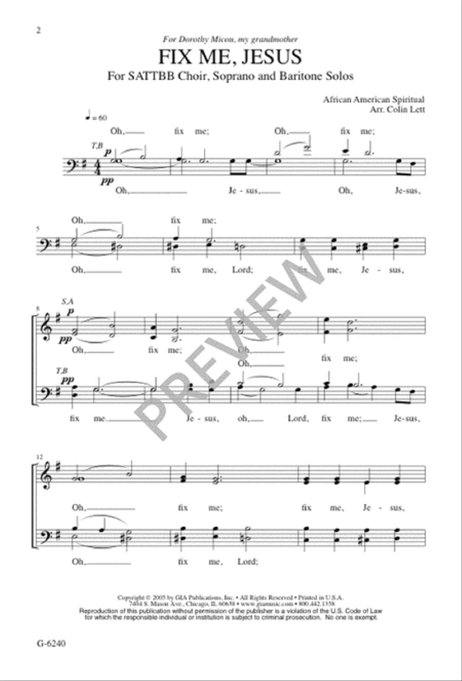 Fix Me, Jesus Fix Me, Jesus Choir scores gallery preview page 2
