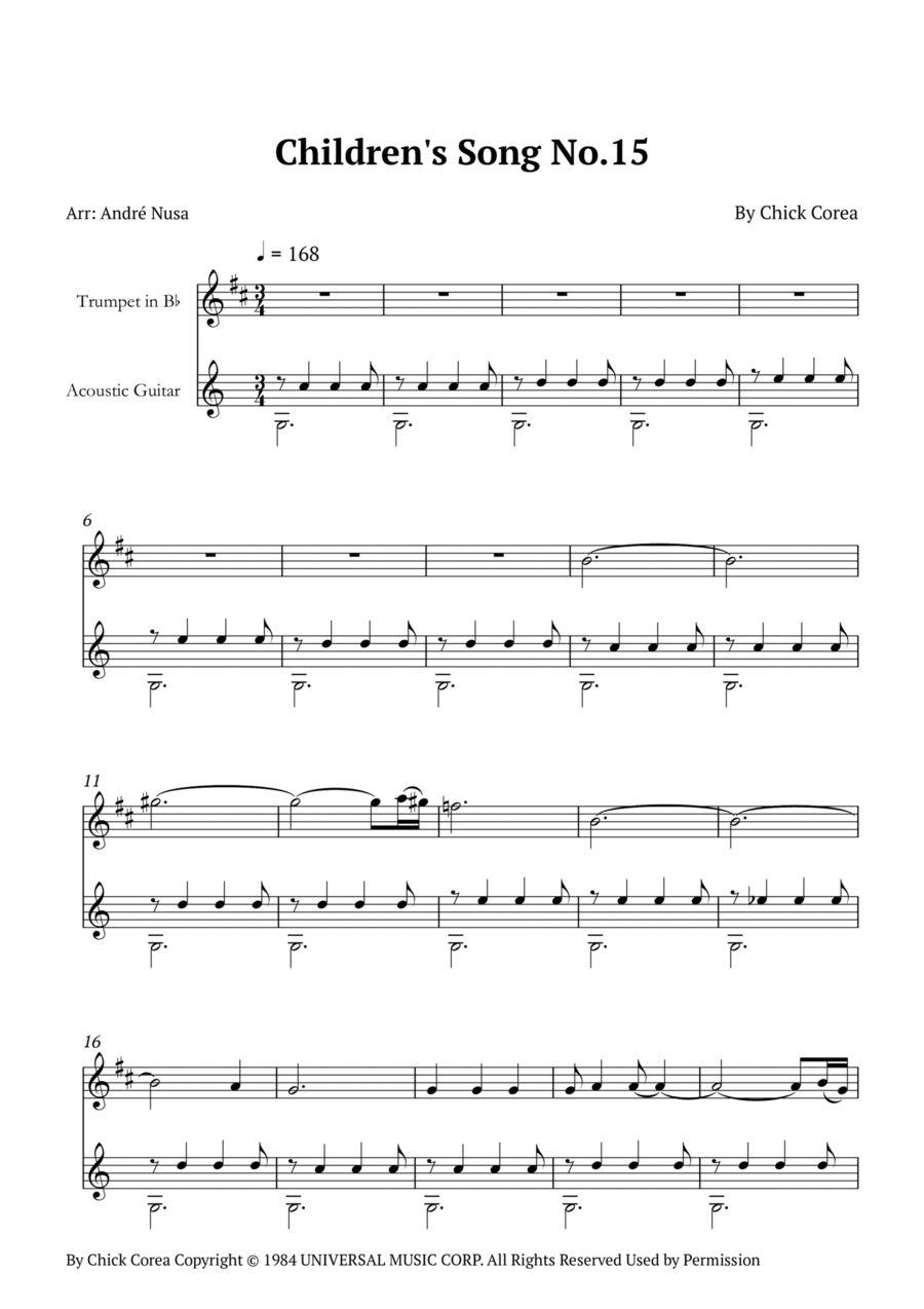 Children's Song No. 15 Trumpet Duet scores gallery preview page 1