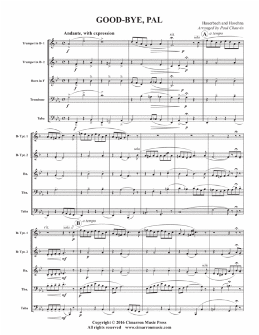 Good-bye, Pal Brass Quintet scores gallery preview page 2
