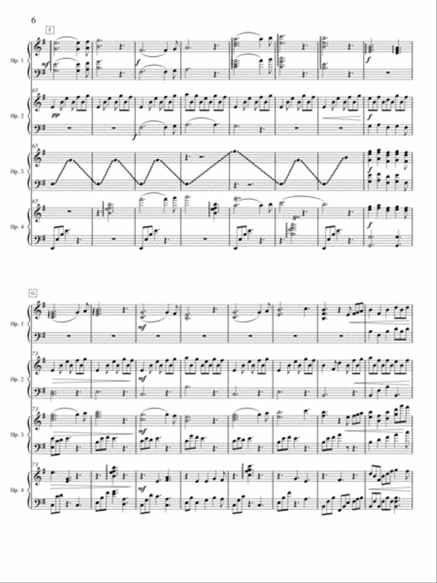 Black Hounds of Cŵn Annwn for Harp Ensemble (E minor)-Score only Harp scores gallery preview page 6