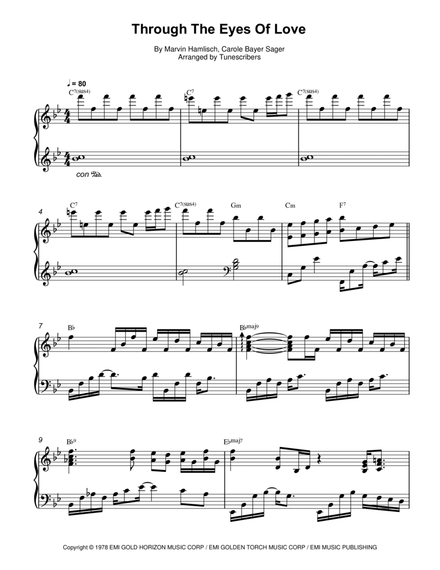 Through The Eyes Of Love Piano Solo scores gallery preview page 1