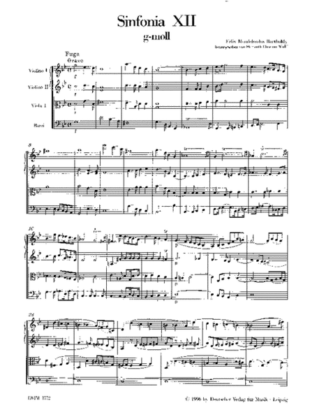 Sinfonia XII in G minor MWV N 12