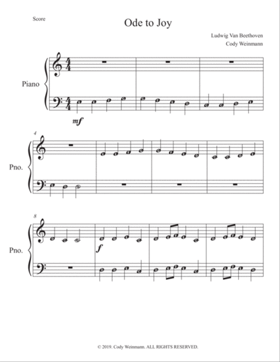 Ode To Joy (Easy Piano) 2 Piano Method scores gallery preview page 1