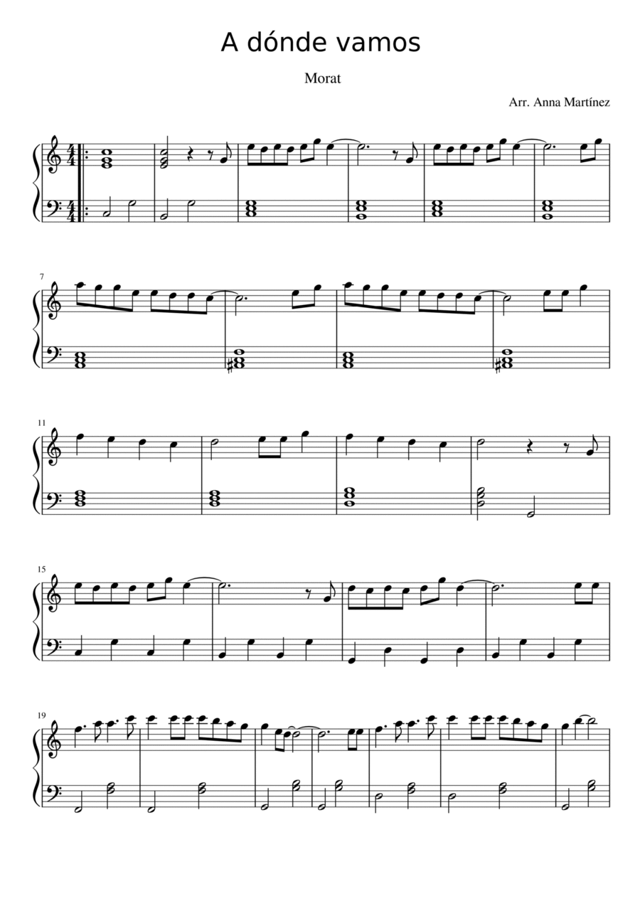 A Donde Vamos Easy Piano scores gallery preview page 1