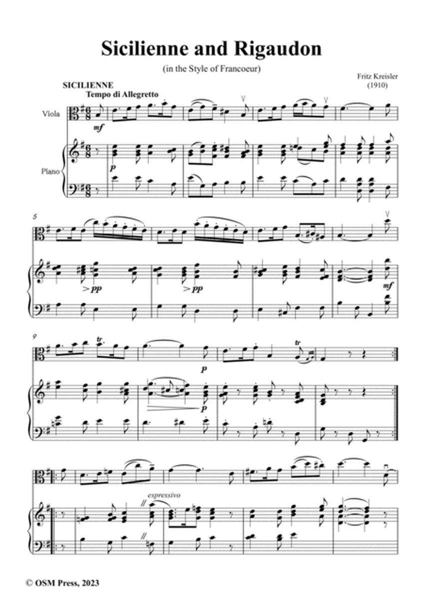 Kreisler-Sicilienne and Rigaudon,for Viola and Piano image number null