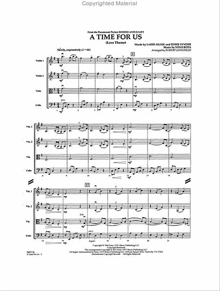 A Time for Us (from Romeo and Juliet) String Quartet scores gallery preview page 2