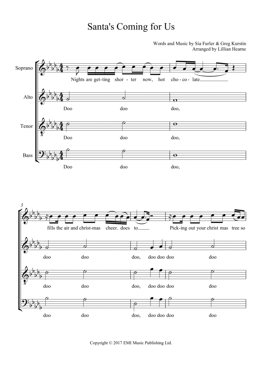 Santa's Coming For Us 4-Part scores gallery preview page 1