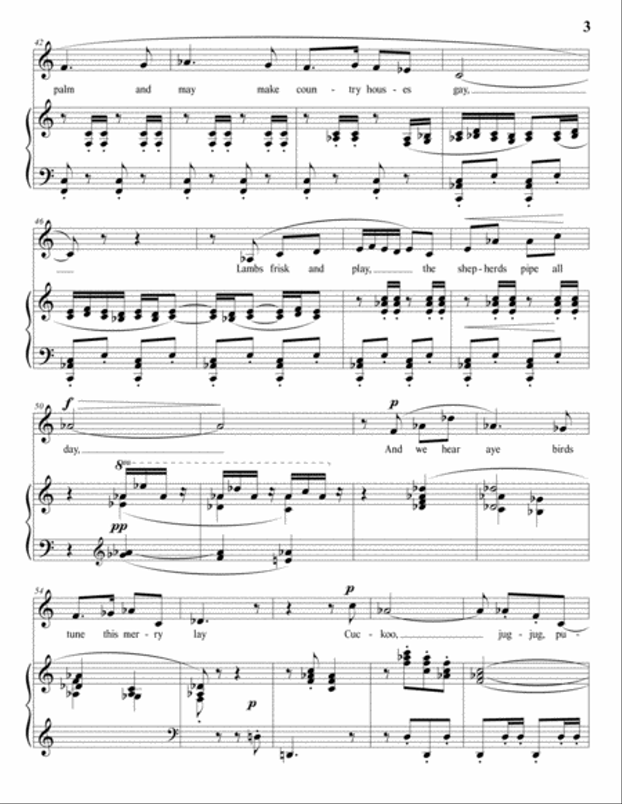 GURNEY: Spring (transposed to C major) Voice scores gallery preview page 4