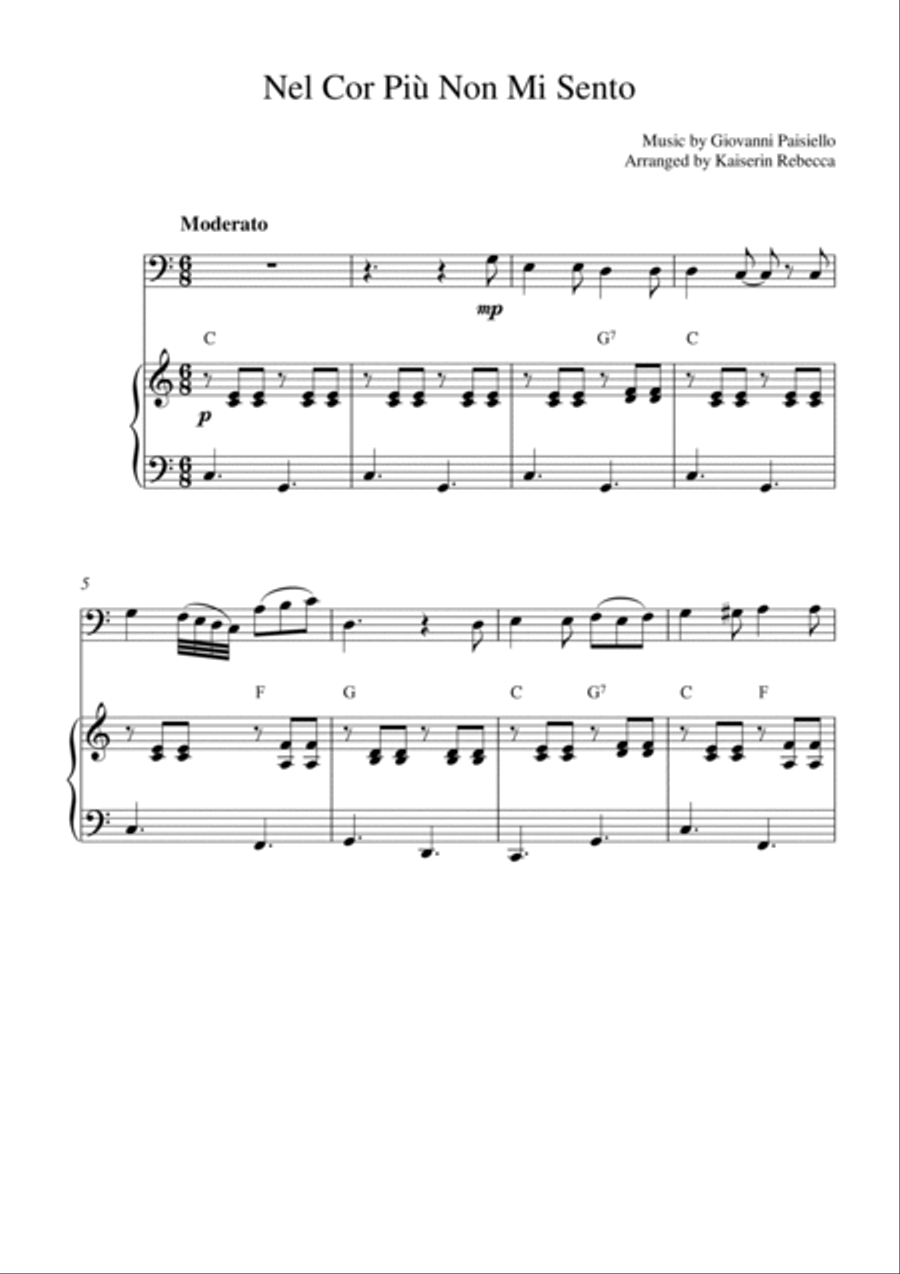 Nel Cor Più Non Mi Sento (for bassoon solo and piano accompaniment) Bassoon Solo scores gallery preview page 1