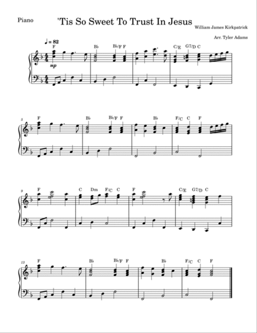 'Tis So Sweet To Trust In Jesus Tenor Saxophone scores gallery preview page 2