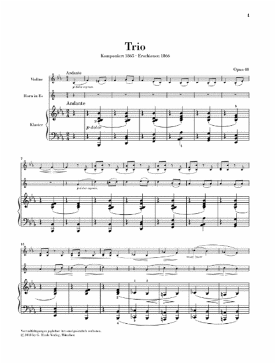 Horn Trio in E-flat Major, Op. 40 Woodwind Trio scores gallery preview page 2