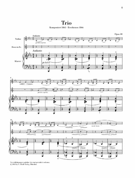 Horn Trio in E-flat Major, Op. 40