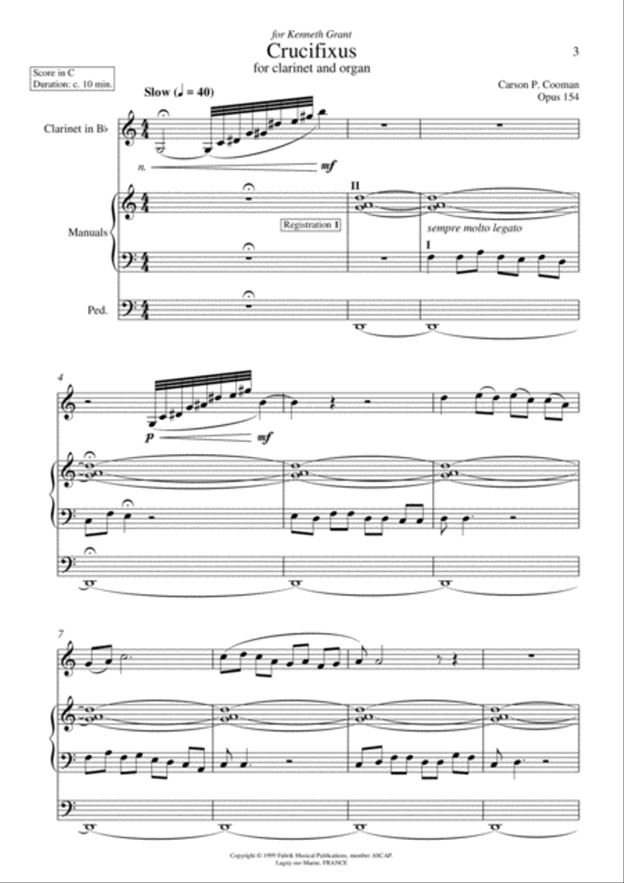 Carson Cooman: Crucifixus (1999) for clarinet and organ