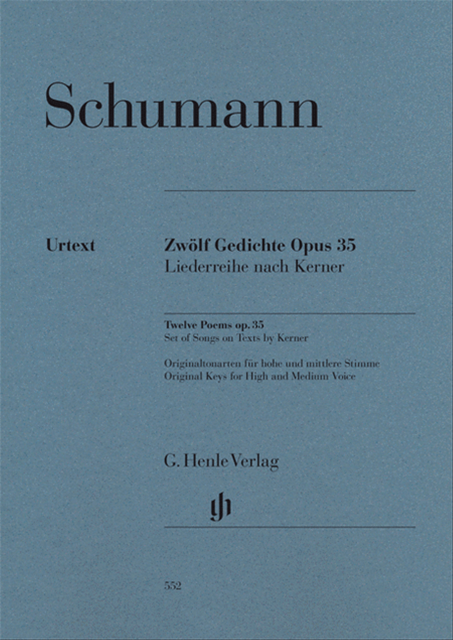 12 Poems Op. 35, Set of Songs on Texts by Kerner High Voice scores gallery preview page 1
