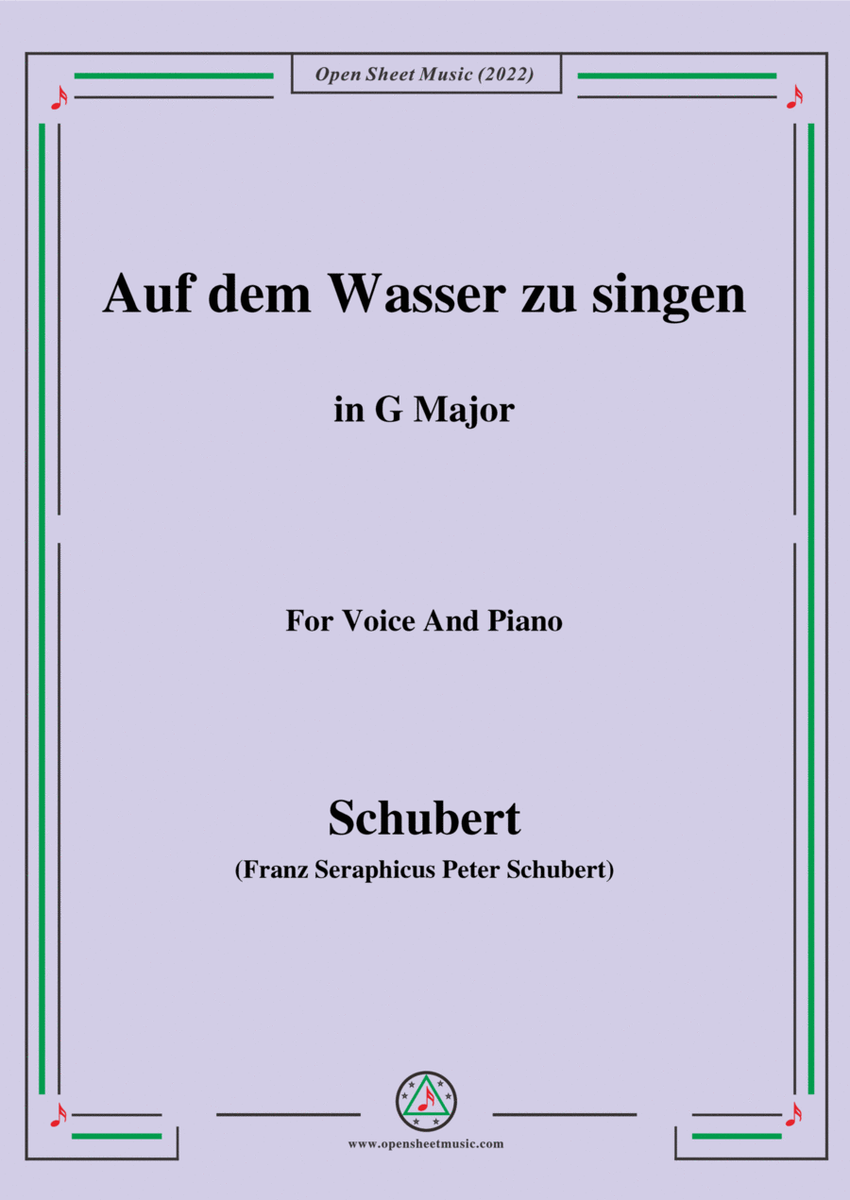 Schubert-Auf dem Wasser zu singen in G Major,for voice and piano image number null