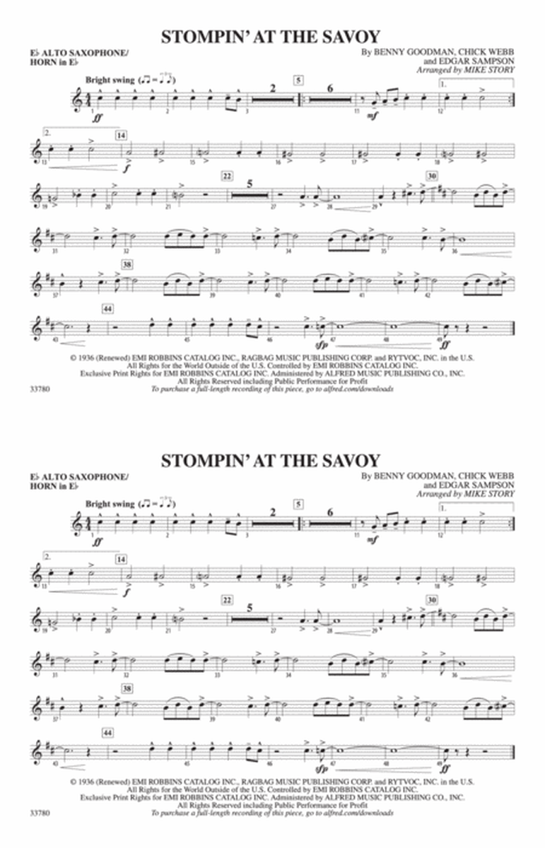 Stompin' at the Savoy: E-flat Alto Saxophone