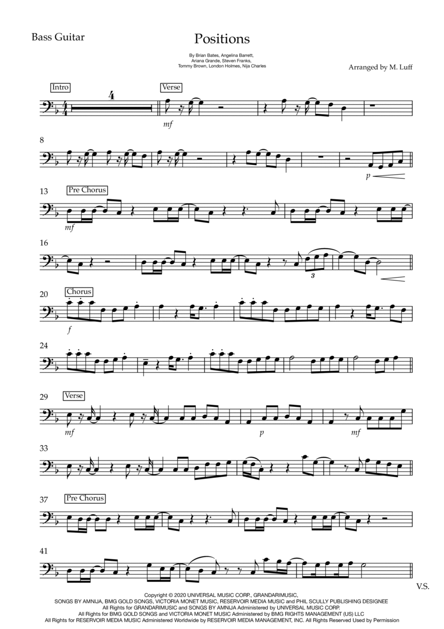 Positions Bass Guitar scores gallery preview page 1