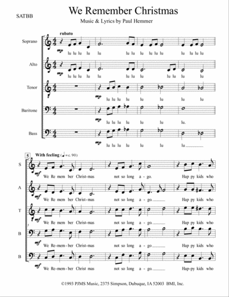 We Remember Christmas - SATBB acapella A Cappella scores gallery preview page 1
