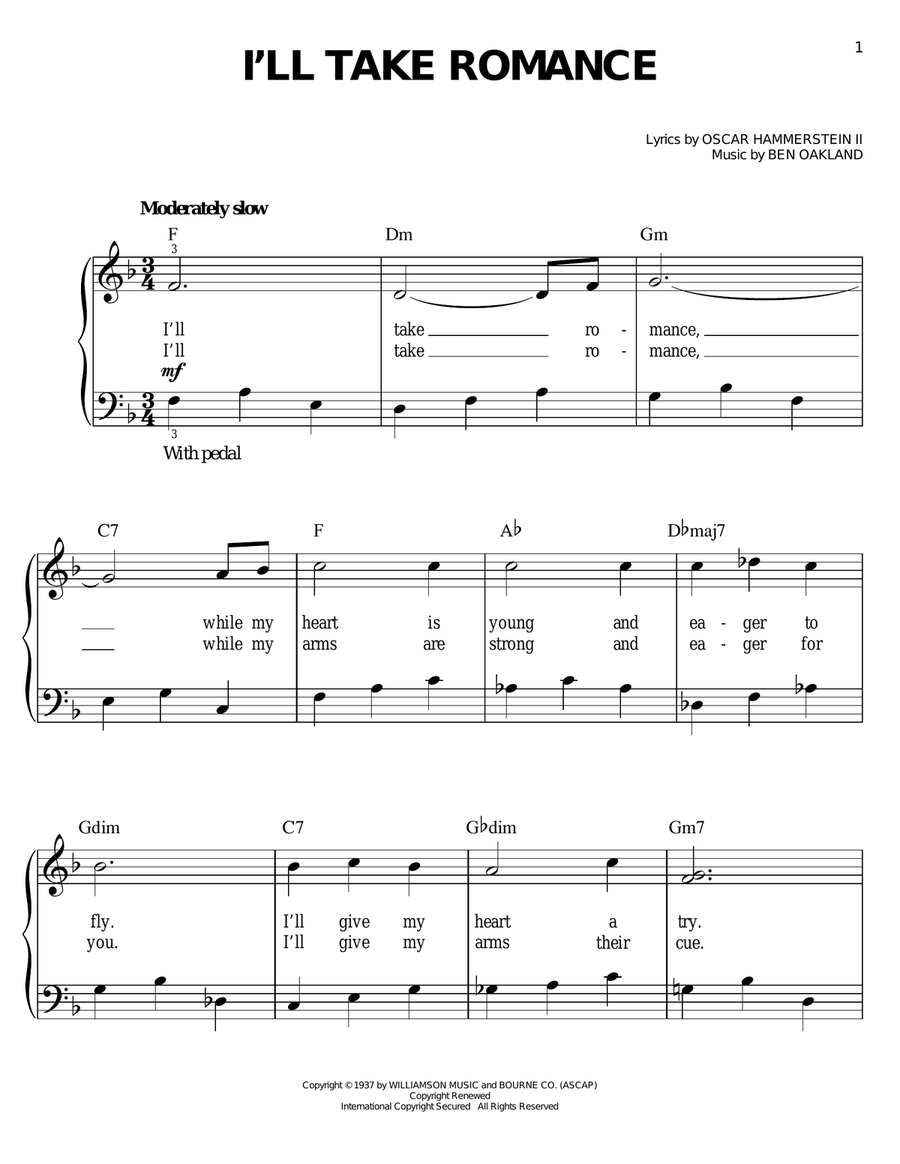 I'll Take Romance Easy Piano scores gallery preview page 1