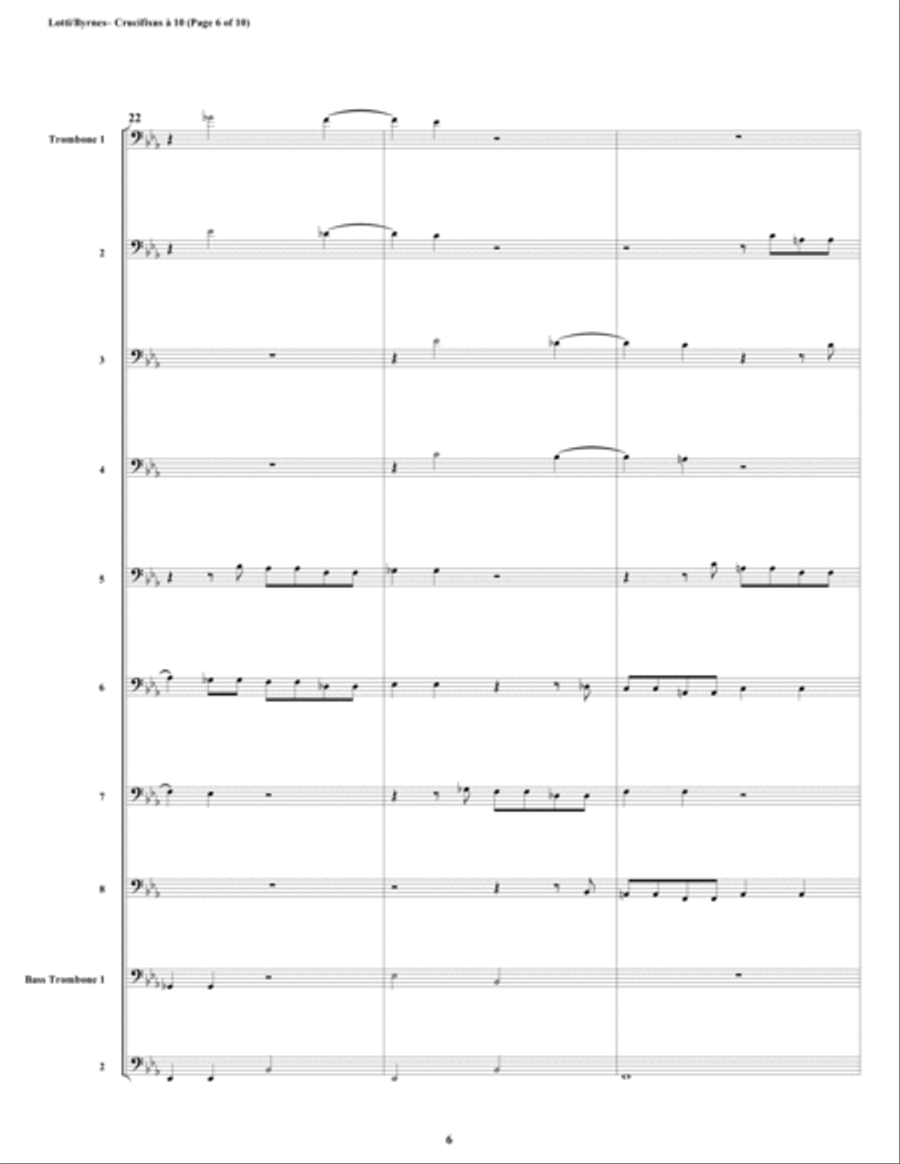 Crucifixus a 10 by Antonio Lotti (Trombone Choir) Trombone scores gallery preview page 6