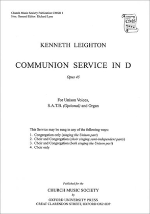 Book cover for Communion Service in D Op. 45