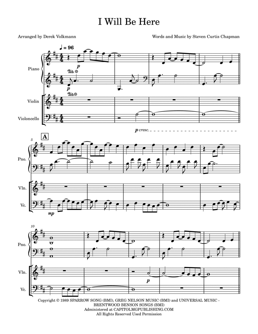 I Will Be Here Piano Trio scores gallery preview page 1