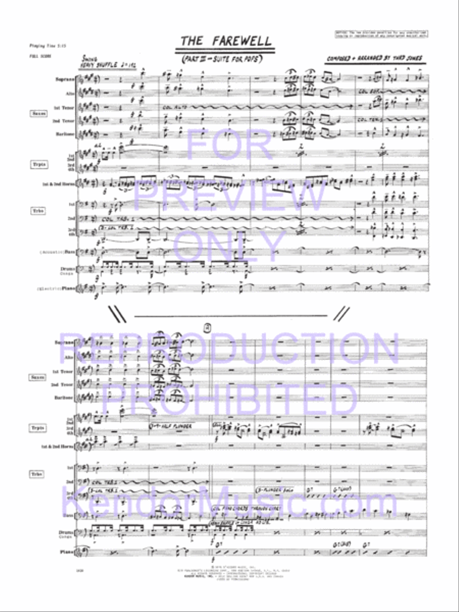 Farewell, The Farewell, The Jazz Ensemble scores gallery preview page 2