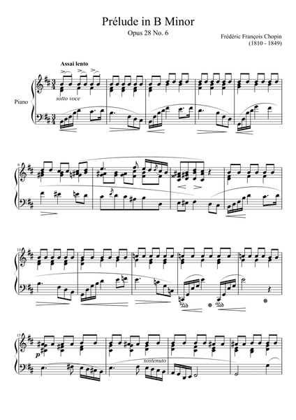 Prelude Opus 28, No. 6 in B Minor image number null